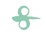 A mint green abstract symbol or logo on a plain white background.